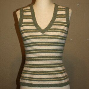 ABERCROMBIE & FITCH STRIPED GREEN VEST SNUG FITTED - MEDIUM 4 6